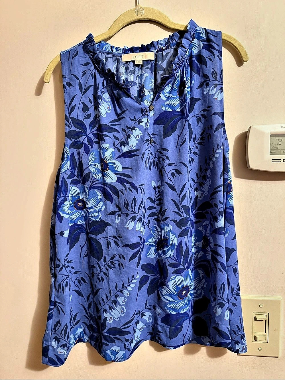 LOFT Floral Sleeveless Blouse in Blue